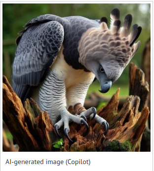 imagem criada por inteligencia artificial, que descreve uma ave com penugem preto e branco